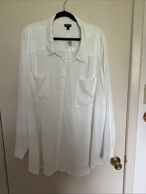 Torrid White Semi-Sheer Button Front Shirt
